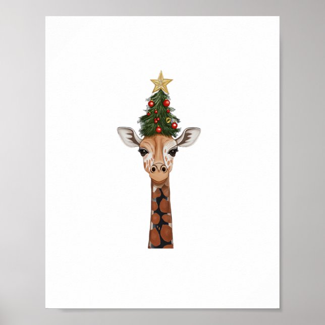 Cute Giraffe Christmas Tree Giraffe Lovers  _1 Poster (Front)