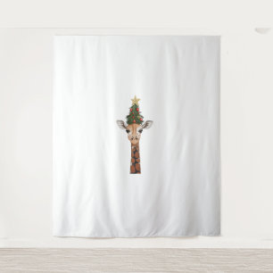 Cute Giraffe Christmas Tree Giraffe Lovers  _1 Tapestry