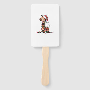 Cute Giraffe Christmas Tree Giraffe Lovers Hand Fan