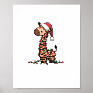 Cute Giraffe Christmas Tree Giraffe Lovers Poster