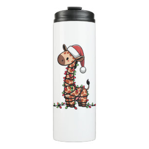 Cute Giraffe Christmas Tree Giraffe Lovers Thermal Tumbler