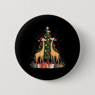 Cute Giraffe Christmas Tree Giraffe Lovers Xmas Ho 6 Cm Round Badge