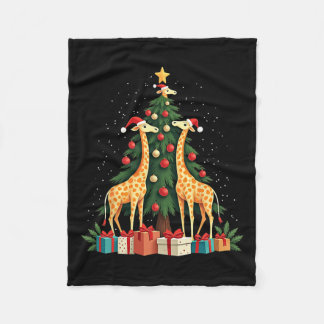 Cute Giraffe Christmas Tree Giraffe Lovers Xmas Ho Fleece Blanket