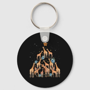 Cute Giraffe Christmas Tree Giraffe Lovers Xmas Ho Key Ring