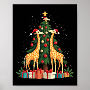 Cute Giraffe Christmas Tree Giraffe Lovers Xmas Ho Poster