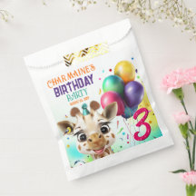 Cute Giraffe Colourful Confetti Kids Birthday Part