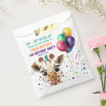 Cute Giraffe Colourful Confetti Kids Birthday Part