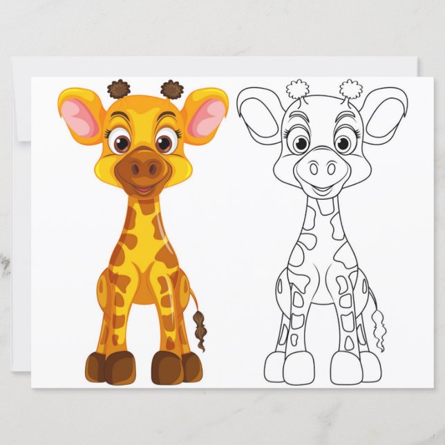 Cute Giraffe colouring page (Front)
