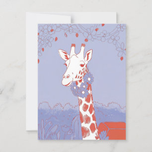 Cute giraffe congratulations lilac pop art postcard
