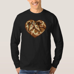 Cute Giraffe Couple Heart Shape Love Animals T-Shirt