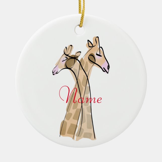Cute Giraffe Couple  Thunder_Cove  Ceramic Tree Decoration (Front)