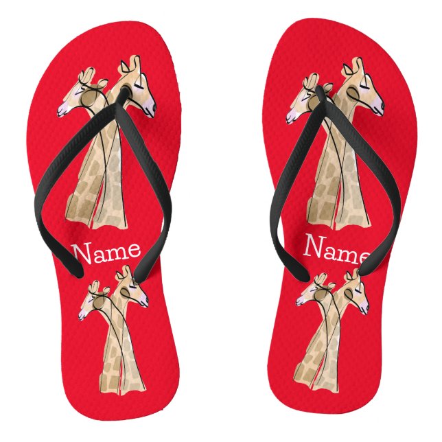 Cute Giraffe Couple Thunder_Cove  Jandals (Footbed)