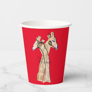 Cute Giraffe Couple Thunder_Cove Paper Cups