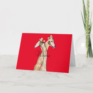 Cute Giraffe Couple  Thunder_Cove  Thank You Card