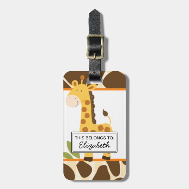Cute Giraffe Customisable Luggage Tag (Front Vertical)