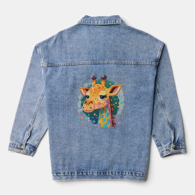 Cute Giraffe  Denim Jacket (Back)