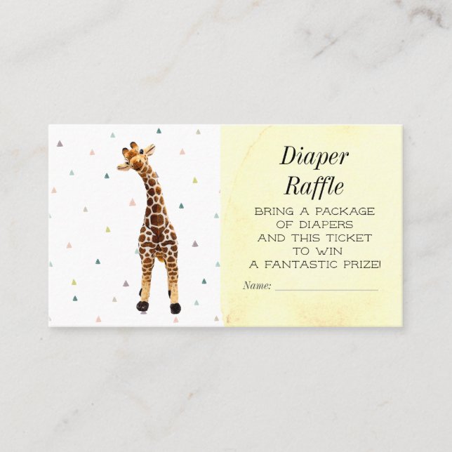 Cute Giraffe Diaper Raffle Baby Shower Ticket (Front)