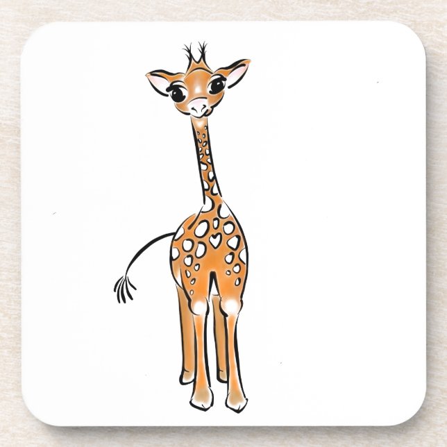 Cute giraffe drawing  coaster (Front)