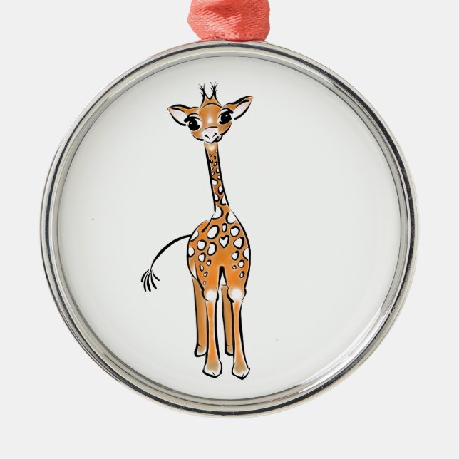 Cute giraffe drawing  metal tree decoration (Front)