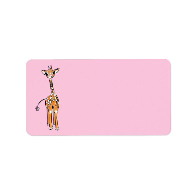 Cute giraffe drawing pink  label (Front)