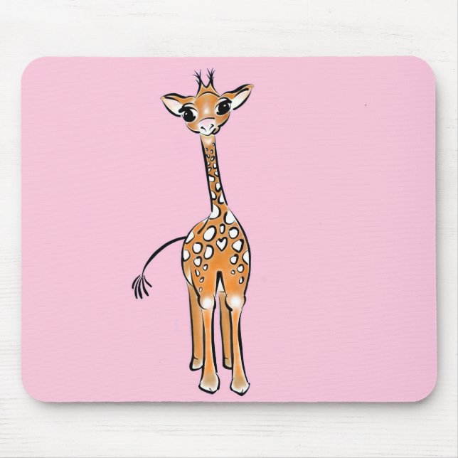 Cute giraffe drawing pink  mouse pad (Front)