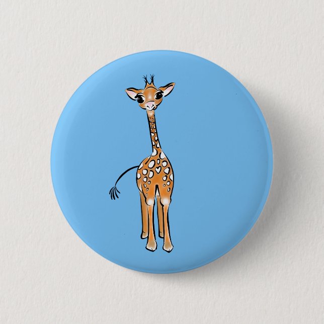 Cute Giraffe drawing, safari animals  6 Cm Round Badge (Front)