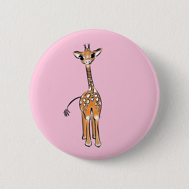 Cute Giraffe drawing, safari animals  6 Cm Round Badge (Front)