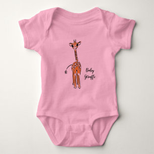 Cute giraffe drawing, safari animals baby bodysuit