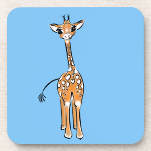 Cute Giraffe drawing, safari animals Coaster