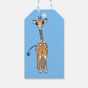 Cute Giraffe drawing, safari animals  Gift Tags