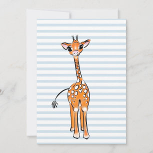 Cute giraffe drawing, safari animals invitation