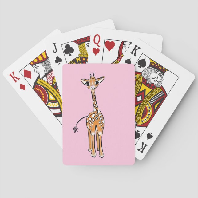 Cute giraffe drawing, safari animals  playing cards (Back)