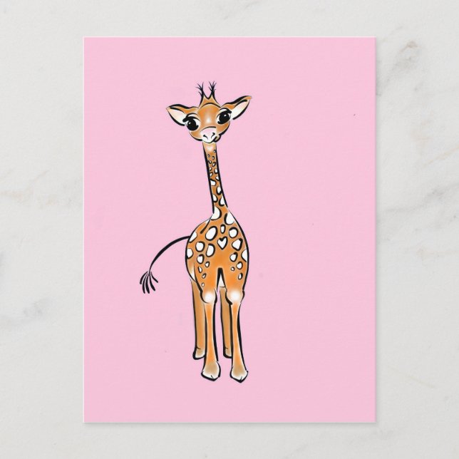 Cute Giraffe drawing, safari animals  Postcard (Front)