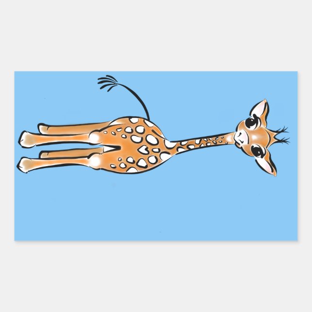 Cute Giraffe drawing, safari animals  Rectangular Sticker (Front)