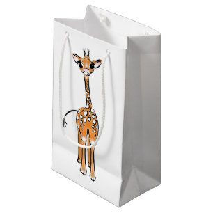 Cute Giraffe drawing, safari animals Small Gift Bag