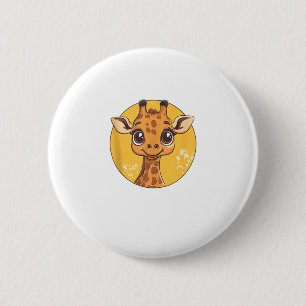 Cute Giraffe Face Big Eyes Animal Lover 6 Cm Round Badge