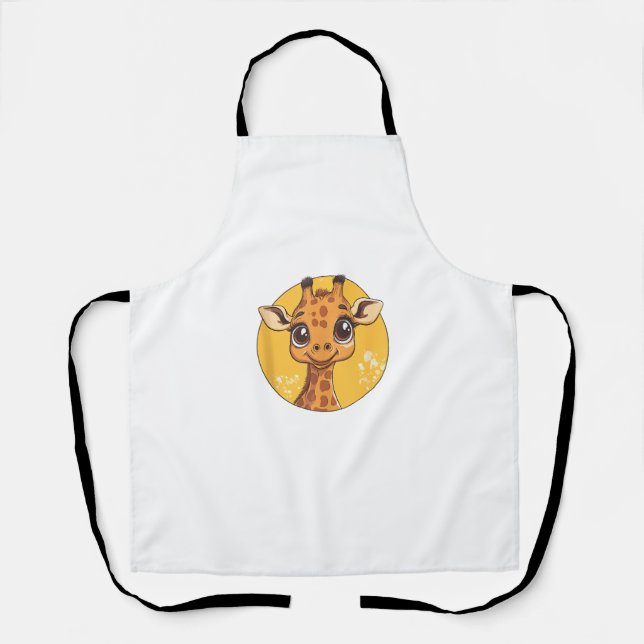 Cute Giraffe Face Big Eyes Animal Lover  Apron (Front)