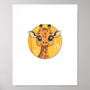 Cute Giraffe Face Big Eyes Animal Lover Poster