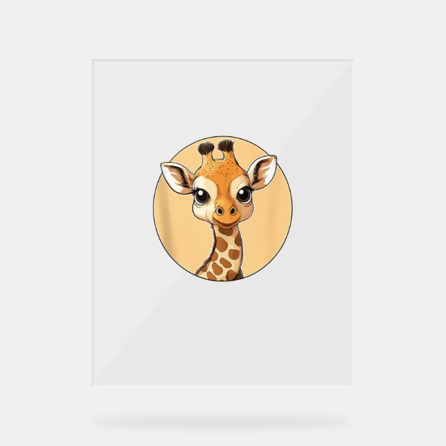 Cute Giraffe Face Cute Eyes Safari Style  Acrylic Sign (Front)