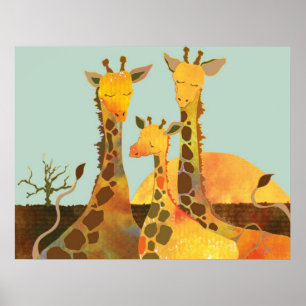 Cute Giraffe Family Poster