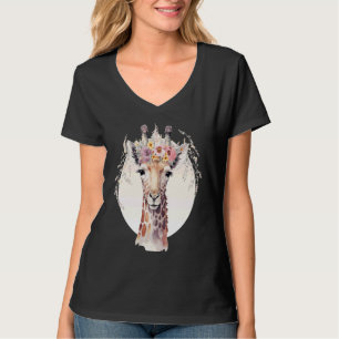 Cute Giraffe Flower Crown Africa Safari Animal T-Shirt