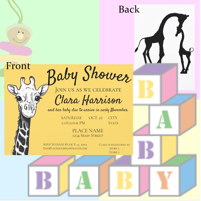 Cute Giraffe Gender Neutral Baby Shower Invitation (Creator Uploaded)