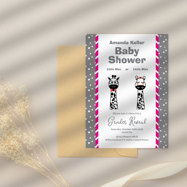 Cute Giraffe Gender Reveal Invitation (Creator Uploaded)