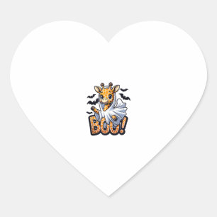 Cute Giraffe Ghost Boo Halloween Costume Zoo Lover Heart Sticker