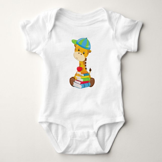 Cute Giraffe, Giraffe Going To School, Books Baby Bodysuit (Front)