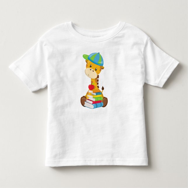 Cute Giraffe, Giraffe Going To School, Books Toddler T-Shirt (Front)