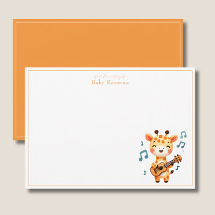 Cute Giraffe Guitar Baby Shower Nursery Thank You  Card