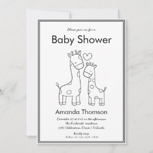 Cute Giraffe Hand Drawn baby shower Invitation