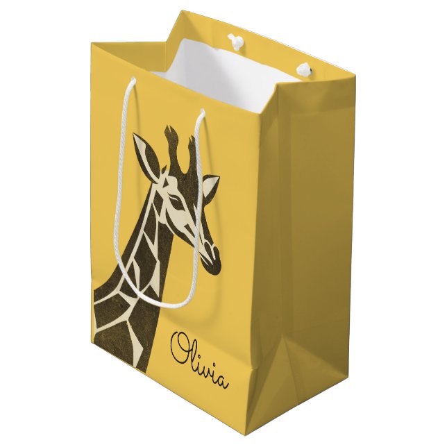 Cute giraffe head decoration medium gift bag (Front Angled)