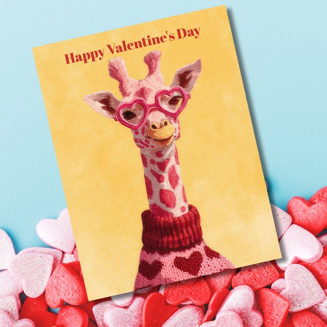 Cute Giraffe Hearts Pullover Valentine`s Day Card  (Creator Uploaded)